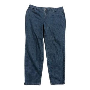 EUC Charter Club Bristol Skinny Ankle Jeans Size Women's Size 16W Blue Polka Dot